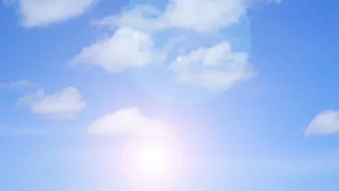 Bokeh sun light ray n bright lens flare with white cloud on sunny blue sky Stock Footage 202076675