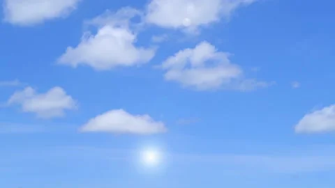 Bokeh sun light ray n bright lens flare with white cloud on sunny blue sky Stock Footage 202076714