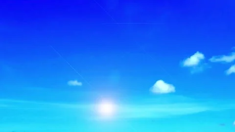 Bokeh sun light ray or sunbeam lens flare n white cloud on bright blue sky Stock-Footage 253578261