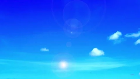Bokeh sun light ray or sunbeam lens flare n white cloud on bright blue sky Stock-Footage 253612372