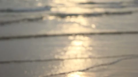 Bokeh of sunset light reflect on beach Video stock 221556729