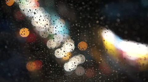 Bokeh Through Wet Window Stock Footage 54319828