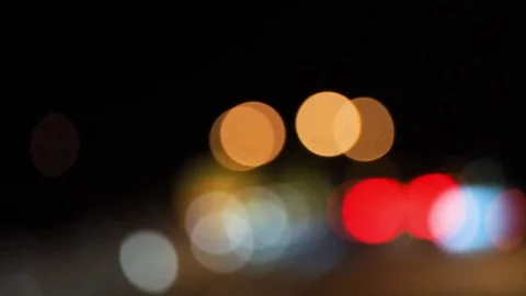 Bokeh Traffic Lights on car driven Stock Footage 73139347