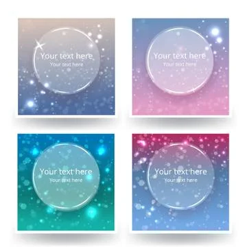Bokeh vector backgrounds set with lights and text frame circles. Stock Illustration
