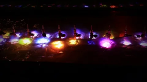 Bokeh video, the effect of lights in the water Stock Footage 114699833