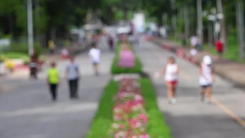 Bokeh view of blurred people walking and running. Stock Footage 283318855