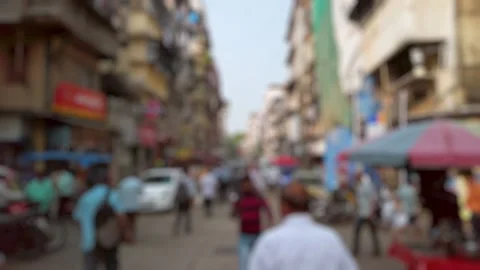Bokeh view of crowded streets of Mumbai, India. Blurred background footage. Stock Footage 310820933