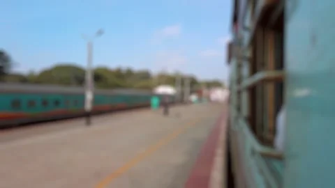 Bokeh view outside the moving suburban train in Bangalore, India. Stock Footage 313806010