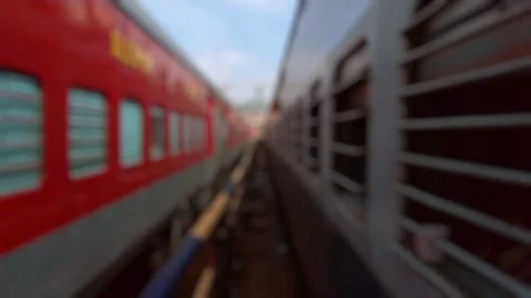 Bokeh view outside the moving suburban train in Bangalore, India. Stock Footage 313806068