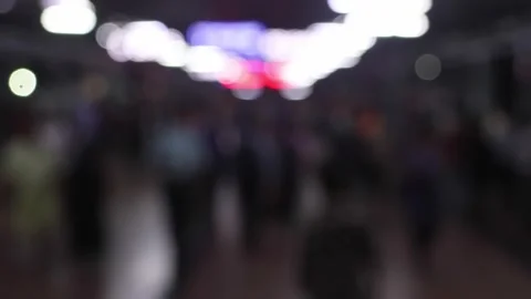 Bokeh view of passengers and blurred timetable lights Stock Footage 277137970