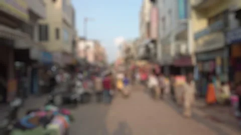 Bokeh view of road traffic on Main Bazaar in Paharganj. Stock Footage 306499144