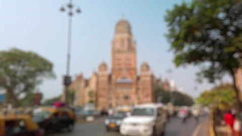 Bokeh view of road traffic near CSMT railway station, Mumbai, India. Stock Footage 311774341