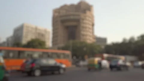 Bokeh view of road traffic on the streets of Delhi, India. Stock Footage 306498471