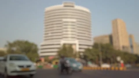 Bokeh view of road traffic on the streets of Delhi, India. Stock Footage 306498742