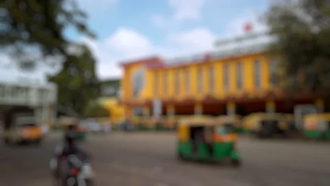 Bokeh view of road traffic on the streets of Bangalore. Stock Footage 313806126