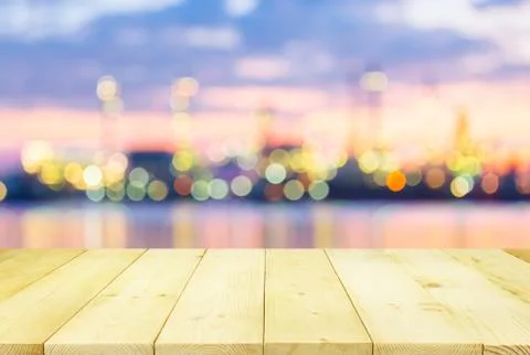 Bokeh wood table 库存照片