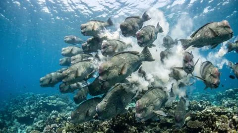 Bolbometopon muricatum Spawning 写真素材