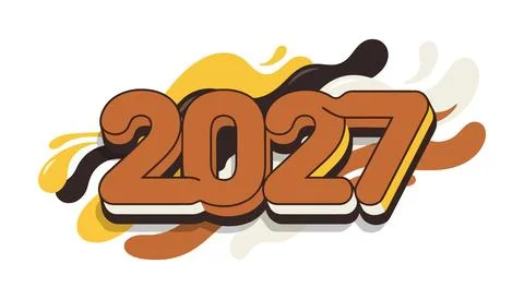 Bold 2027 year number design with flame effect Stock Illustration