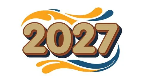 Bold 2027 year number design with colorful abstract waves Vector Stock-Illustration
