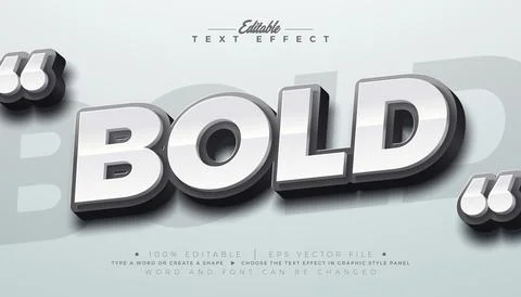 Bold 3d Black and White Text Effect Editable Illustrator Graphic Style with.. Stock Illustration