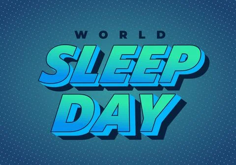 Bold 3d blue green text reading world sleep day on a dotted teal background.. Illustrazione stock