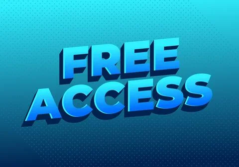 Bold 3D blue text reading free access on gradient teal to dark blue dotted .. Stock Illustration