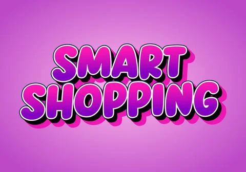 Bold 3d bubble lettering reading smart shopping on pink gradient background.. Stock Illustration