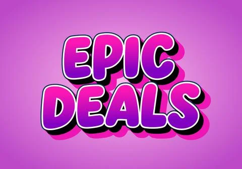 Bold 3d bubble text epic deals on pink gradient background, promotional sal.. Stock Illustration