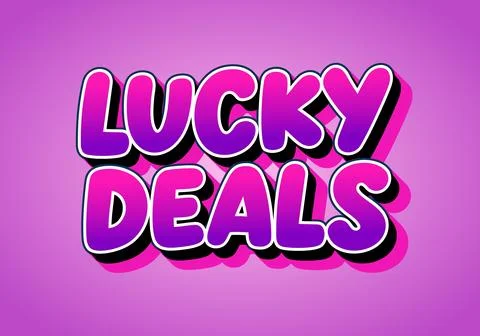 Bold 3d bubble text lucky deals in pink and purple gradient with white outl.. 库存插图