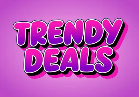 Bold 3d bubble text reading trendy deals in pink and purple gradient on a v.. Stock Illustration