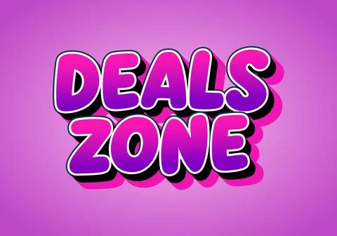 Bold 3d bubble text reading deals zone on pink gradient background, comic s.. Stock Illustration