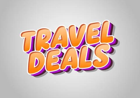 Bold 3d cartoon lettering reading travel deals in orange gradient with whit.. Stock Illustration