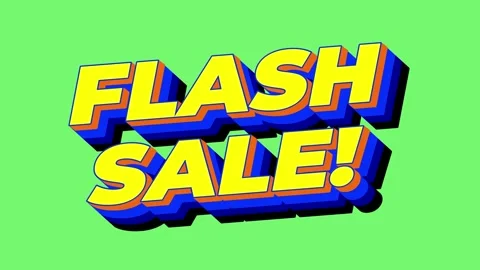 Bold 3d comic style flash sale! animation text in yellow with blue shadow o.. Stock Footage 330786570