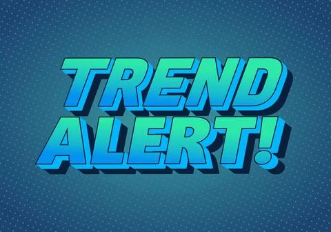 Bold 3d comic style text reading trend alert! in cyan and blue on a dotted .. イラスト素材