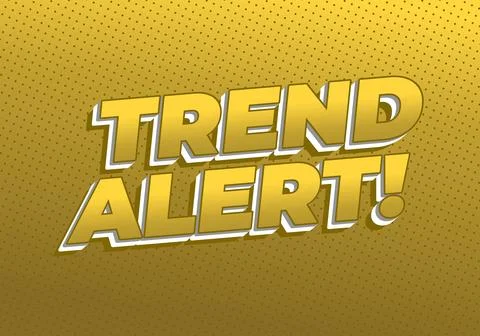 Bold 3d comic style text trend alert! in gold on dotted gradient yellow bac.. Illustrazione stock