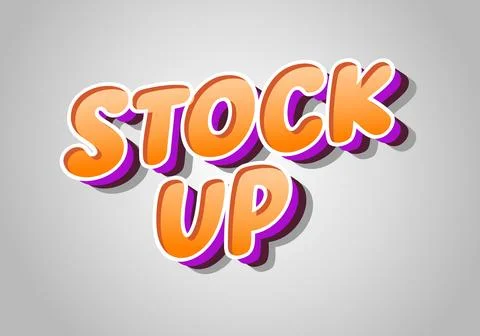 Bold 3d comic style text stock up in orange with purple shadow on light gra.. Stock Illustration