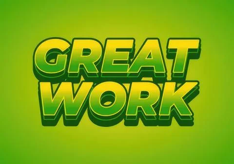 Bold 3d great work text with green background イラスト素材
