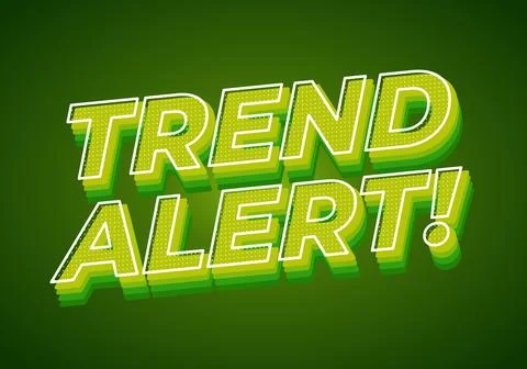 Bold 3d green text reading trend alert! with layered shadow and dotted half.. Stock Illustration