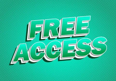 Bold 3D green typography reading FREE ACCESS on a teal dotted background, r.. Stock Illustration