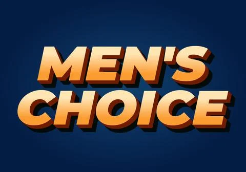 Bold 3d orange text reading mens choice on a dark blue gradient background .. イラスト素材