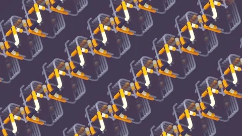 Bold 3D pattern. Gray and orange splines in a seamless isometric loop Vídeos de archivo 333246459