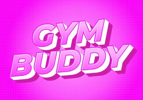 Bold 3d pink gym buddy lettering on dotted pink background. Energetic retro.. Stock Illustration