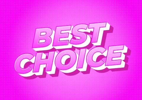 Bold 3d pink text reading best choice on halftone gradient background, play.. イラスト素材