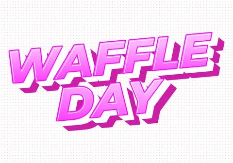 Bold 3d pink text reading waffle day on white dotted background, retro pop .. 스톡 일러스트
