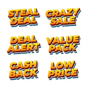 Bold 3D Promo Text Effects For Eye Catching Marketing Designs Stock Illustration
