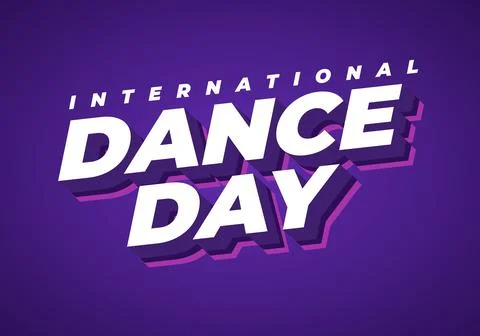 Bold 3D purple poster reading international dance day with layered shadow a.. Stock Illustration
