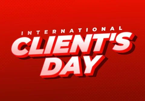 Bold 3d red and white typography reading international clients day on a red.. Stock Illustration