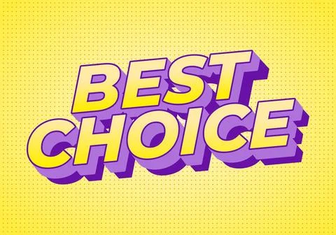 Bold 3d retro comic text best choice in yellow and purple on dotted pale ye.. Stock Illustration