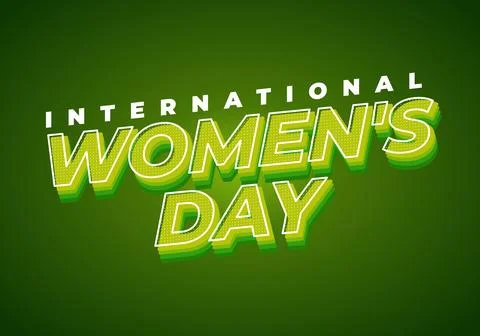 Bold 3d retro green text reading international womens day on dark green bac.. 库存插图