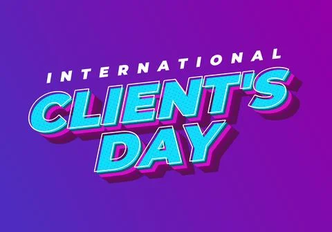 Bold 3d retro text reading international clients day on purple gradient bac.. Stock Illustration